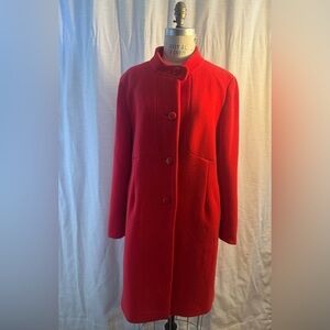 J. Crew Red Pea Coat Wool Blend Mid-Length